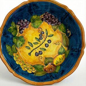 $275 AMALFI Italian handpainted ceramic majolica fruit bowl 12.5D